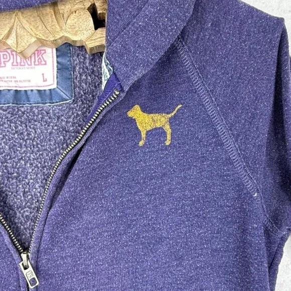 Victoria's Secret PINK Michigan Hoodie distressed Sweatshirt Size Large y2k - Picture 5 of 14